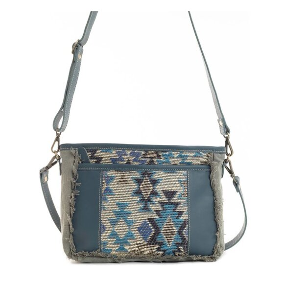 Myra Zephyr Mesa Small Leather and Canvas Embroidered Crossbody Bag - Picture 2 of 6